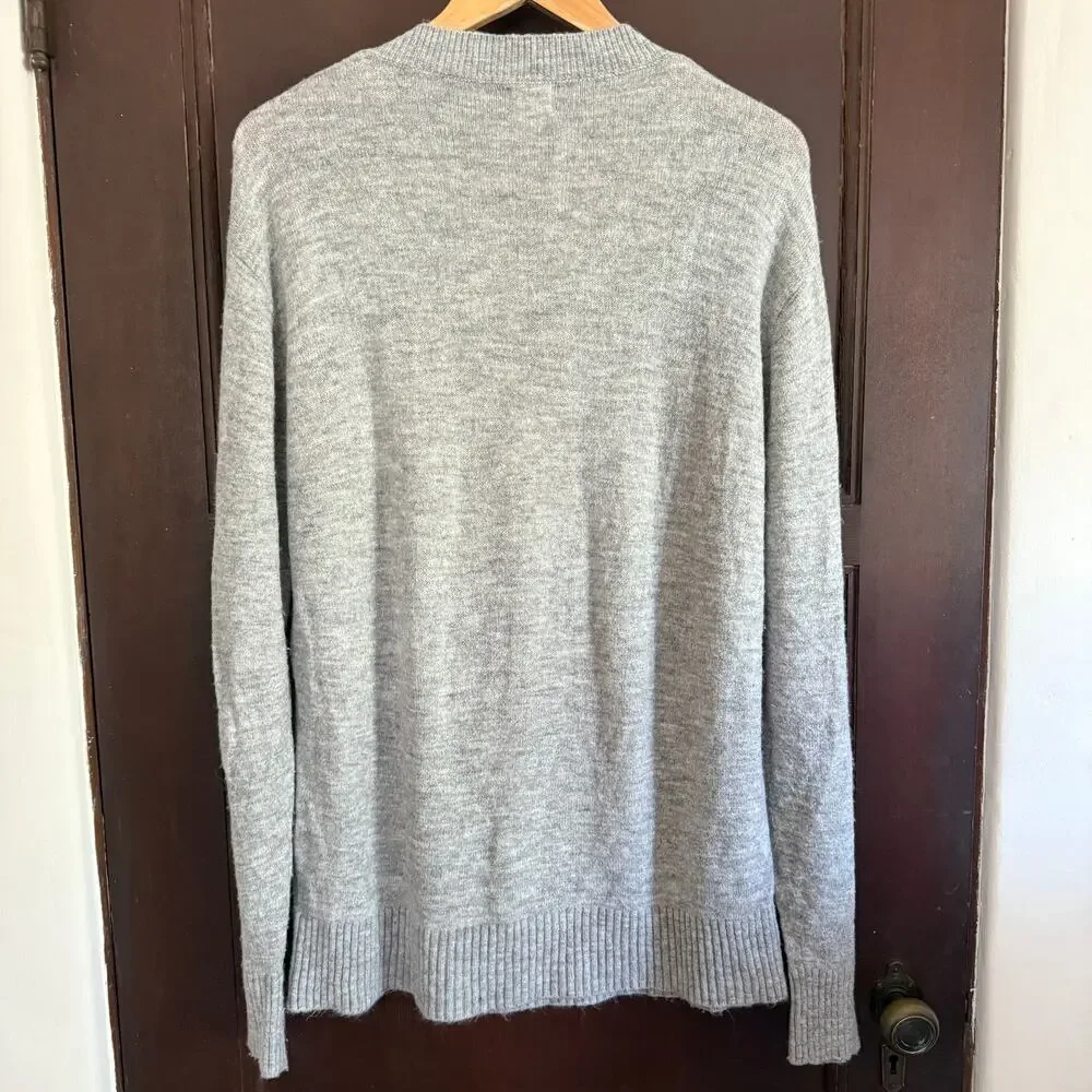 EDWIN Jeans | Heather Gray Melange Crewneck Sweater with Patch | Small
